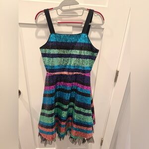 Rare Editions Rave Couture Girls Sequin Dress 16 Multicolor Stripe Party Dance